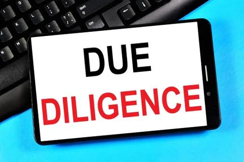 Due diligence. Text message on the smartphone screen. Stock Photos