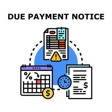 Due payment notice document managing financial deadlines Stock Illustration