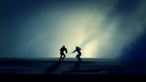 Duel Between Two Knights Wearing Full Armor Stock Footage 97185036