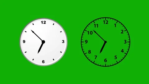 Duel Clocks with seconds hand on green screen background Stock-Footage 340264788