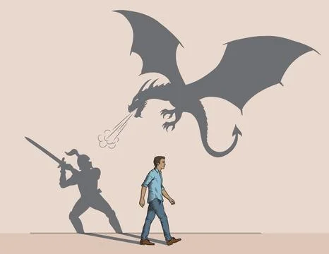 Duel with the dragon Stock Illustration