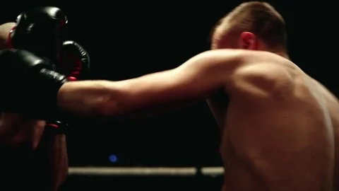 Duel of two professional boxers in the ring. Stock Footage 83770904