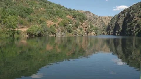 Duero river as it passes through Arribes del Duero in Salamanca, Spain. Stock Footage 138095971