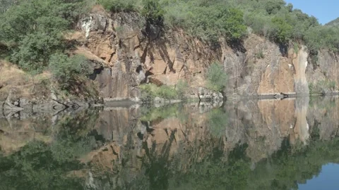 Duero river as it passes through Arribes del Duero in Salamanca, Spain Stock Footage 138096060