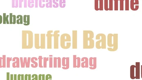 Duffel Bag Word Cloud Animated On White Background Video stock 103559276