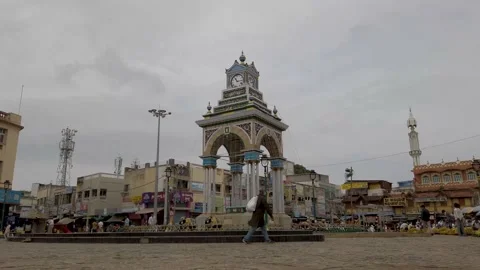 Dufferin clock tower circle in Mysuru Cityscape. Stock Footage 144662365