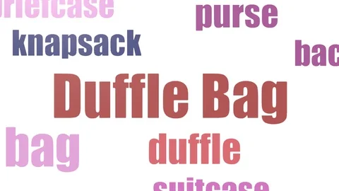 Duffle Bag Tag Cloud Animated Isolated On White Video stock 103661159