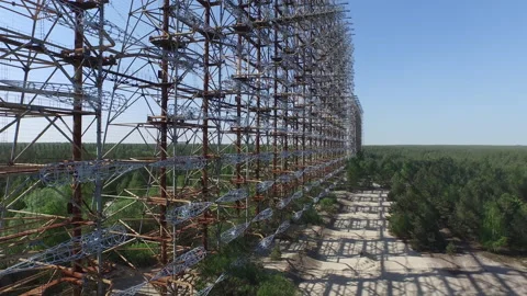 Duga Radar Array, Chernobyl Aerial 스톡 동영상 330876696