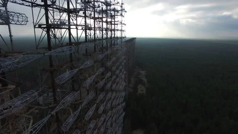 Duga Radar Array in Chernobyl Exclusion Zone at sunset Stock-Footage 330967987
