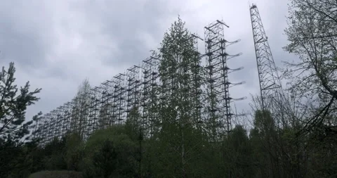 Duga radar Chernobyl Zone Cloudy Stock Footage 200849627
