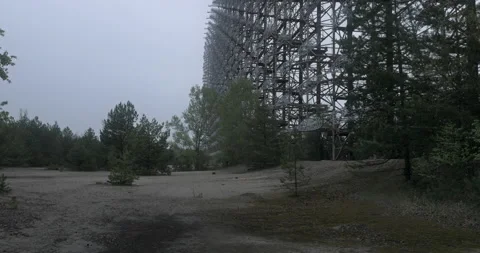 Duga radar Chernobyl Zone rain Stock Footage 200850137