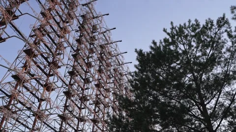 Duga radar system with blue sky on the background Stock Footage 261550195