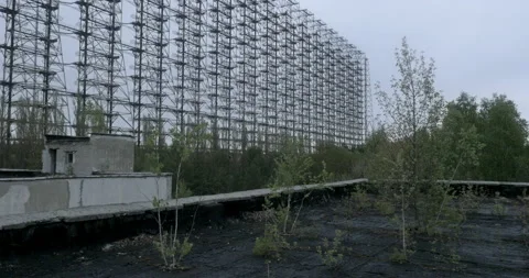 Duga radar view from rooftop Stock Footage 200839076