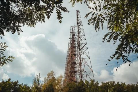 Duga - Soviet over-the-horizon OTH radar system. Duga-3 Russian Woodpecker - Stock Photos