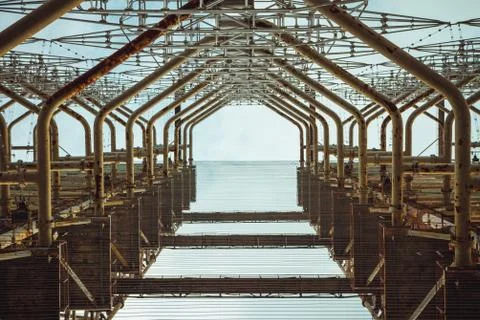 Duga - Soviet over-the-horizon OTH radar system. Duga-3 Russian Woodpecker - Foto stock