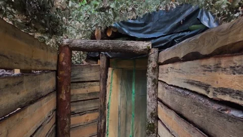 A dugout underground in the forest. Stock Footage 320818578