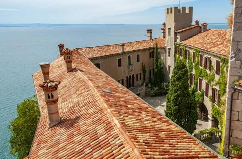 Duino castle on the Adriatic sea coast 스톡 사진