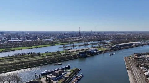 Duisport foreground with brick archive in old town Stock Footage 331896829
