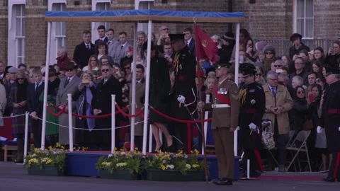 Duke and Duchess of Cambridge join St Partricks Day parade at Hounslow barracks Stock Footage 148643273