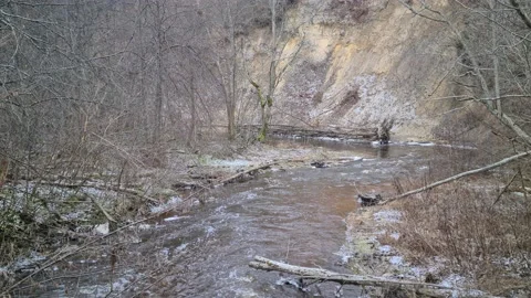 Dūkšta River in winter Stock Footage 168244586