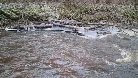 Dūkšta River in winter Stock Footage 168244830