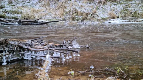 Dūkšta River in winter Stock Footage 168244859