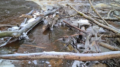 Dūkšta River in winter Stock Footage 168245088