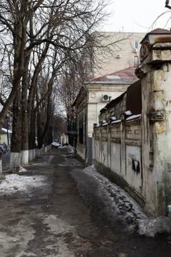 Dull winter street. Stock Photos