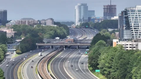 Dulles Toll Rd - Access Rd - Metrorail - Reston Station Stock Footage 251830996