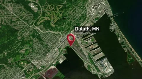 Duluth City Map Zoom (MN, USA) from Space to Earth 動画素材 295391920
