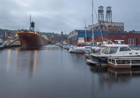 Duluth Harbor in the Evening Stock Photos