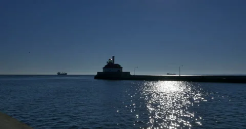 Duluth Harbor Lighthouse, Lake Superior, Great Lakes, Minnesota Video stock 57370864