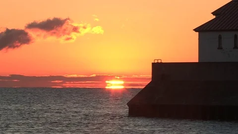 Duluth Lighthouse Sunrise II Stock Footage 81460237