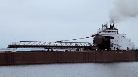 DULUTH, MN - 27 OCT 2019: Great lakes freighter in the Duluth Harbor Basin. Stock Footage 105886989
