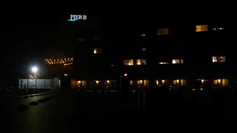 DULUTH, MN - 5 OCT 2020: Light lit room windows of modern hotel building. Stock Footage 148576071