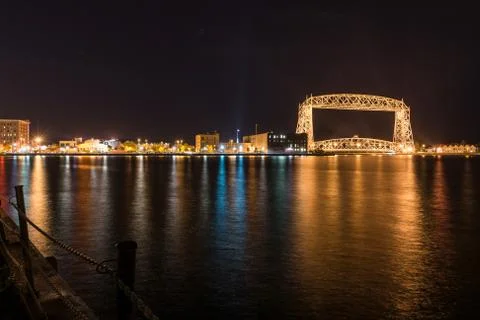 Duluth skyline at night Stock Photos