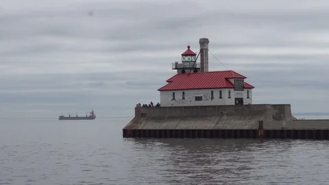 Duluth Wisconsin Point Lighthouse Vídeos de archivo 116069757