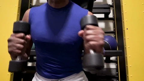 Dumb bell training Stock Footage 125643430