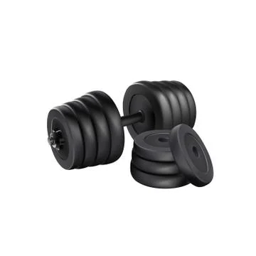 Dumbbell adjustable disc isolated vector. realistic fitness weight equipment. Stock Illustration