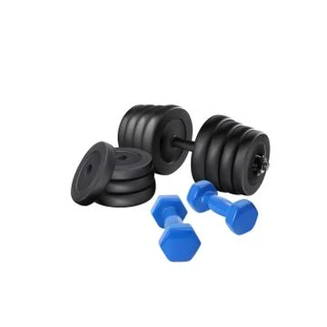 Dumbbell adjustable disc isolated vector. realistic fitness weight equipment. Stock Illustration