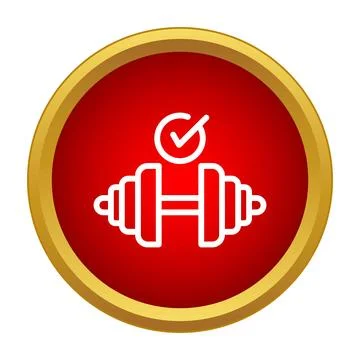 Dumbbell and check mark completing fitness goals Stock Illustration