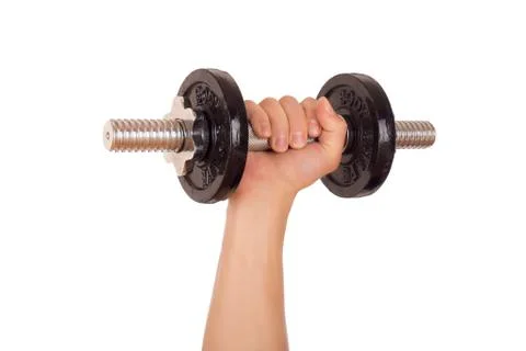 Dumbbell and hand Foto stock