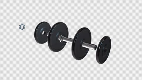 Dumbbell assembling in a 3D animation Stock Footage 252007743