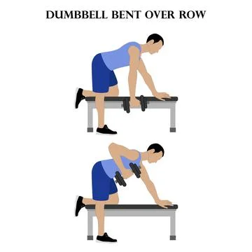 Dumbbell bent over row exercise strength workout vector illustration Illustrazione stock