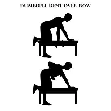 Dumbbell bent over row exercise strength workout vector illustration silhouet Ilustração Stock