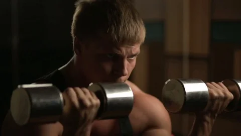 Dumbbell Biceps Exercises Stock Footage 70582352