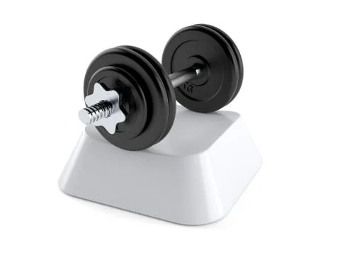 Dumbbell on computer key Stock Illustration