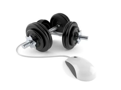 Dumbbell with computer mouse Stock Illustration