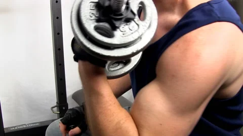Dumbbell curls Stock Footage 49591563