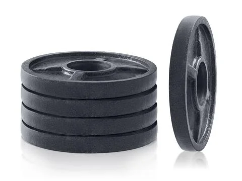 Dumbbell discs isolated on white background Stock Photos
